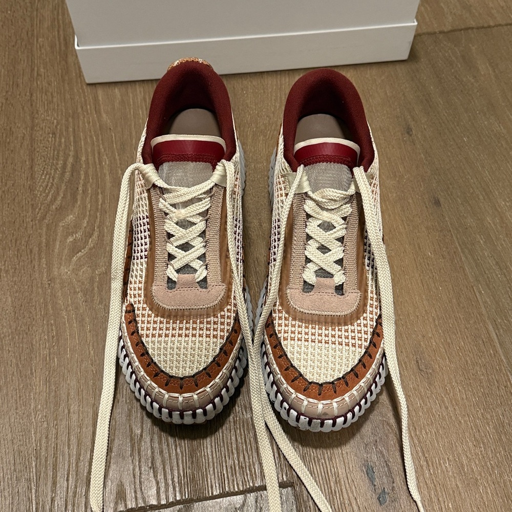 Chloe Nama Platform Multicolor Woven Sneakers